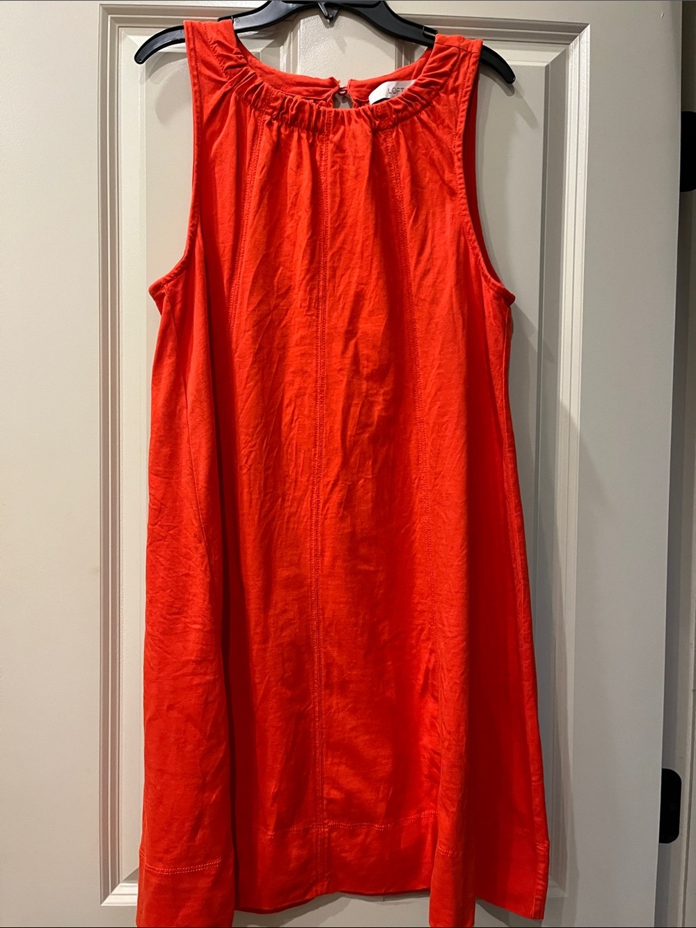 LOFT Sleeveless Mini Dress in Vibrant Orange-Red